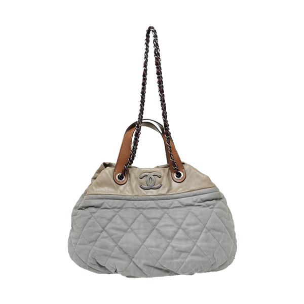 THE MIX Large Quilted Calfskin Gray