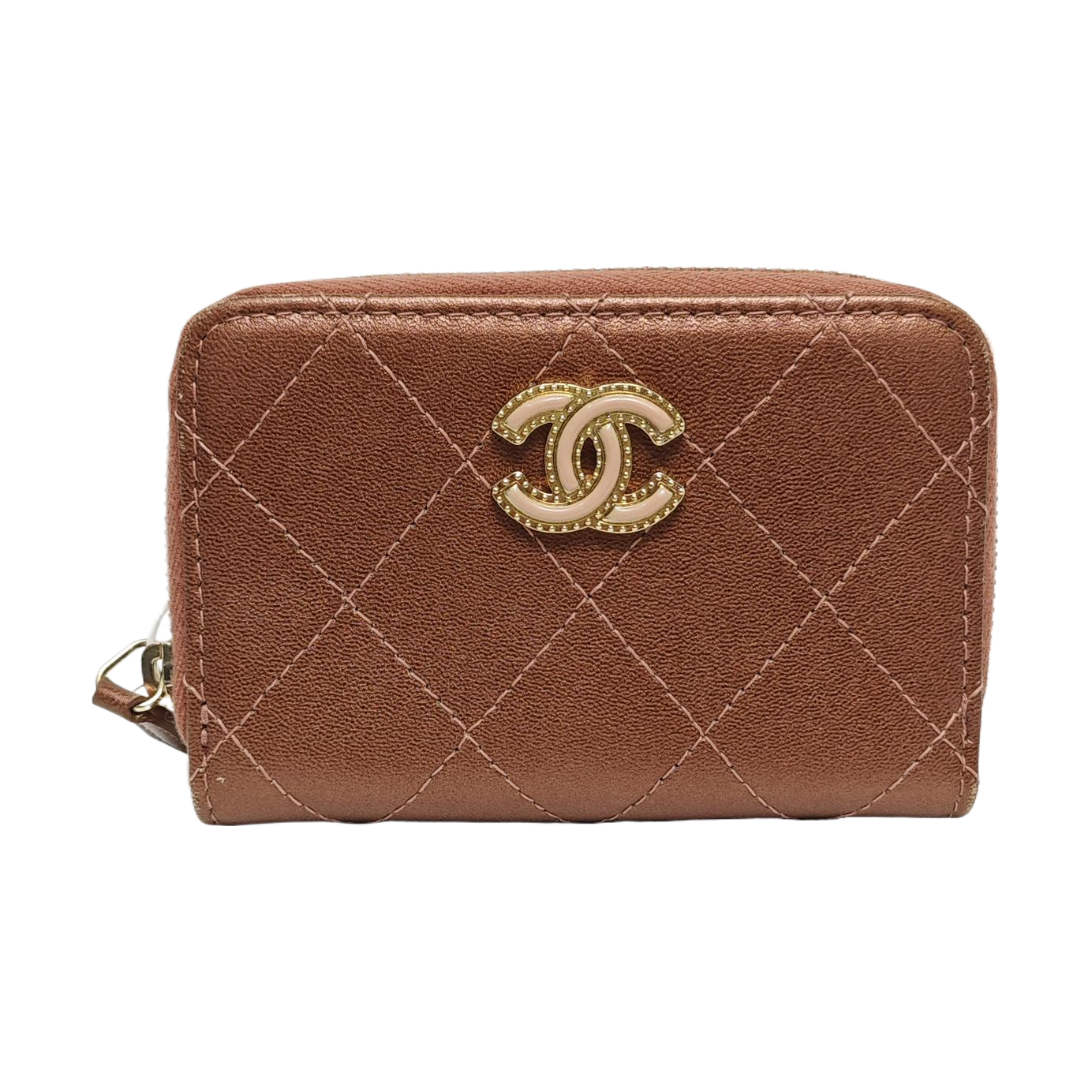 Quilted Lambskin Card Holder Beige