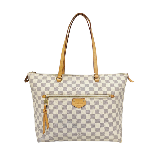 IENA MM Damier Azur Coated Canvas White