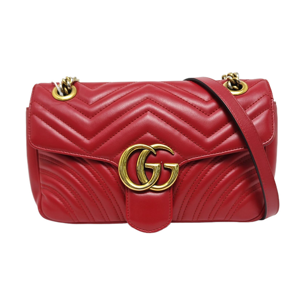 GG Marmont Medium Quilted Calfskin Red