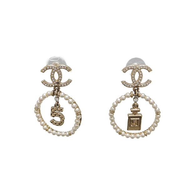 CC Logo Metal Gold Stud Earrings