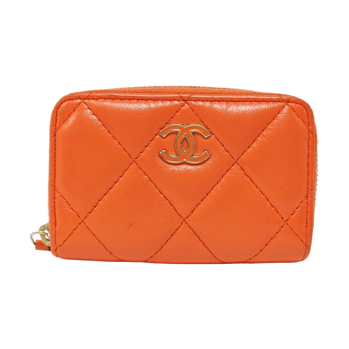 Quilted Lambskin Wallet Orange