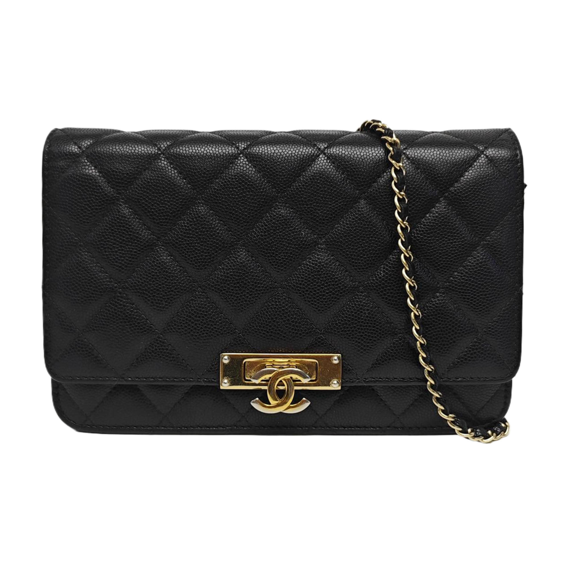 DOUBLE CC WOC Quilted Grained Calfskin Black