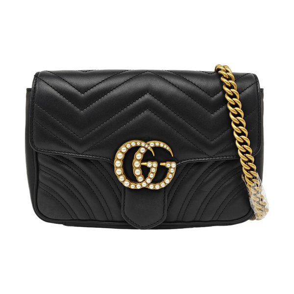 GG Marmont Small Quilted Calfskin Black