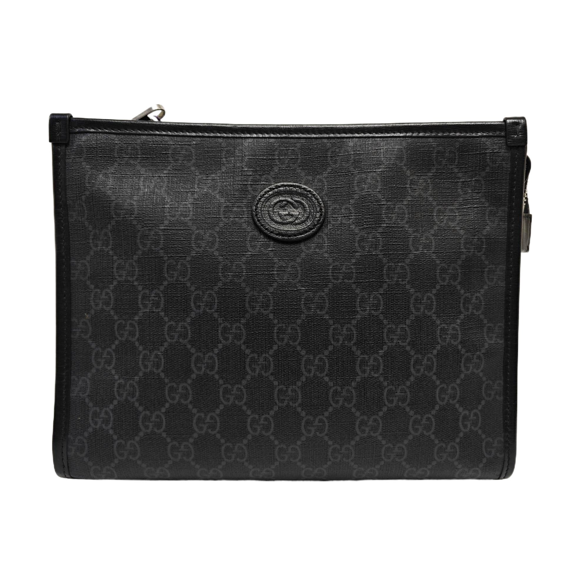 Coated Canvas Clutch Black