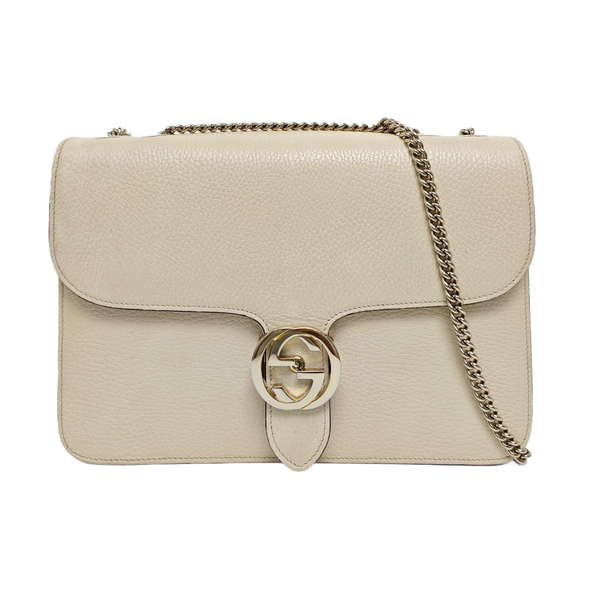 Interlocking G Large Calfskin Beige