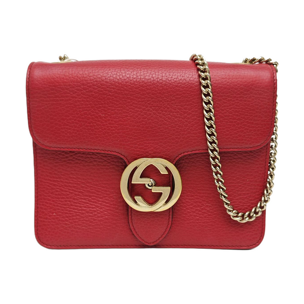 Interlocking G Small Calfskin Red