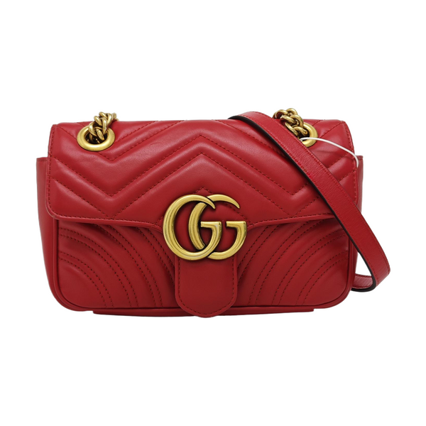 GG Marmont Small Quilted Calfskin Red