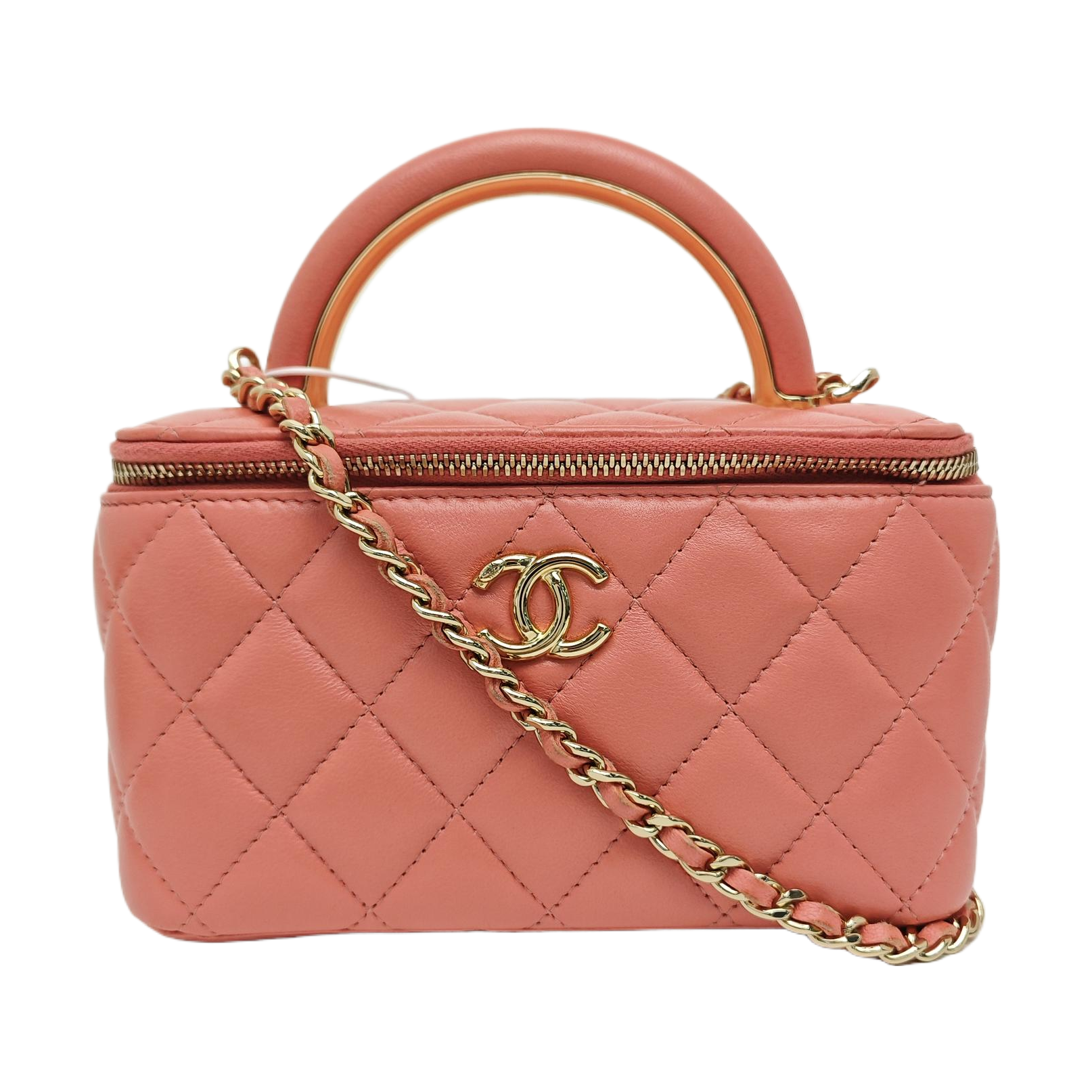 VANITY CASE Small Quilted Lambskin Pink
