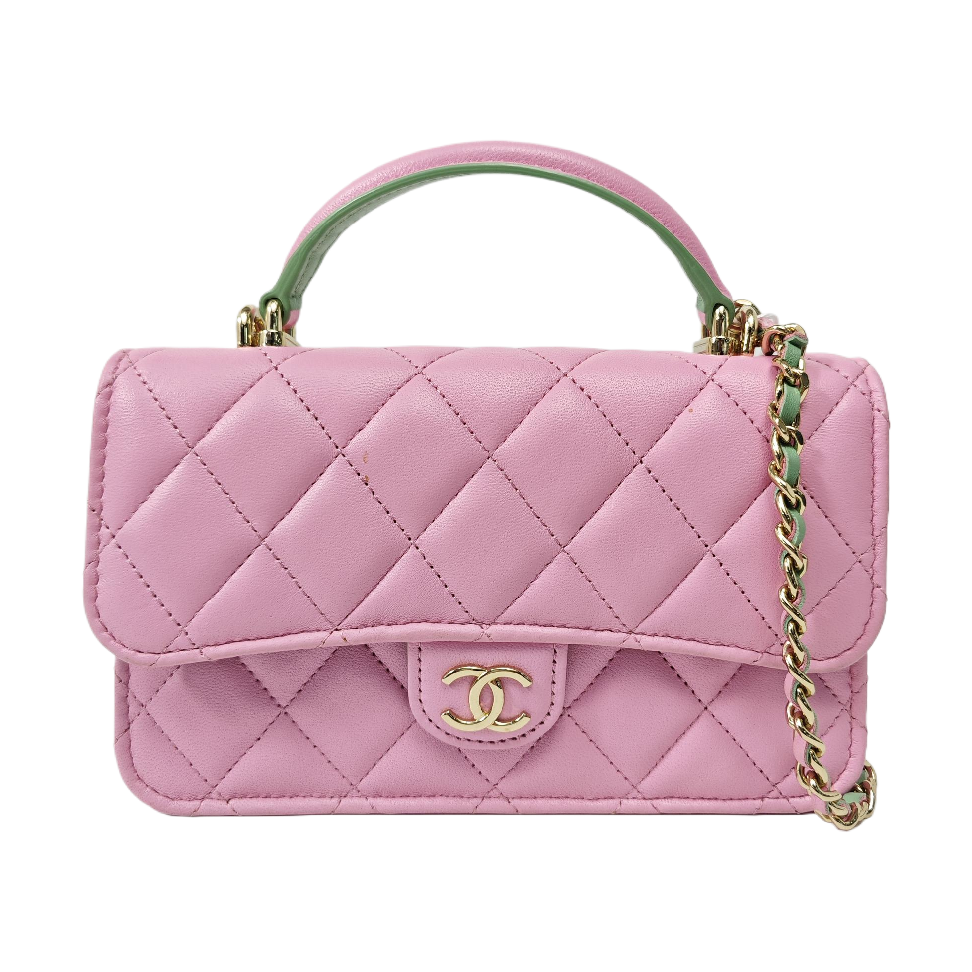 Quilted Lambskin Shoulder Bag Pink