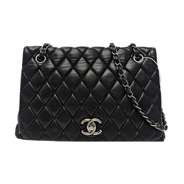 Quilted Lambskin Shoulder Bag Black