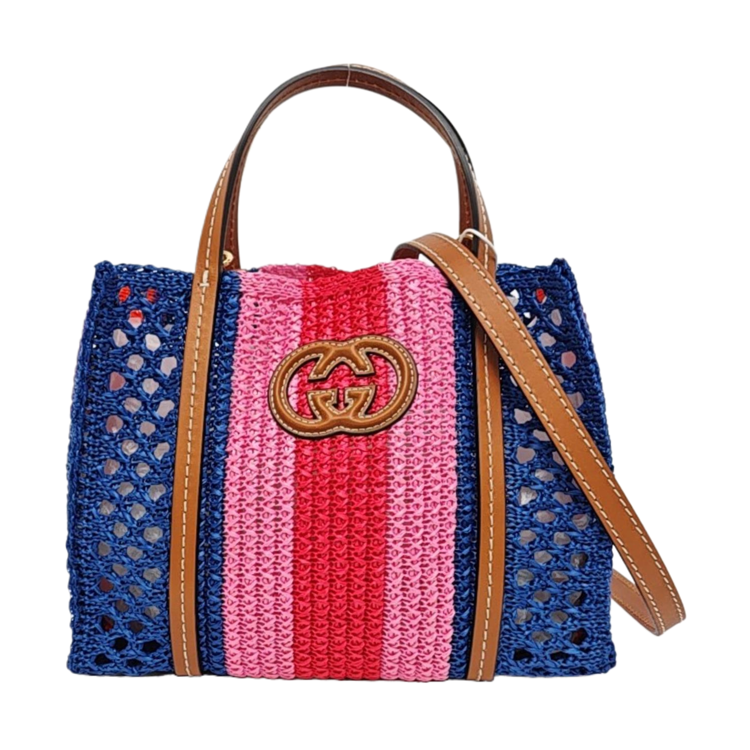 Straw Tote Bag Small Blue