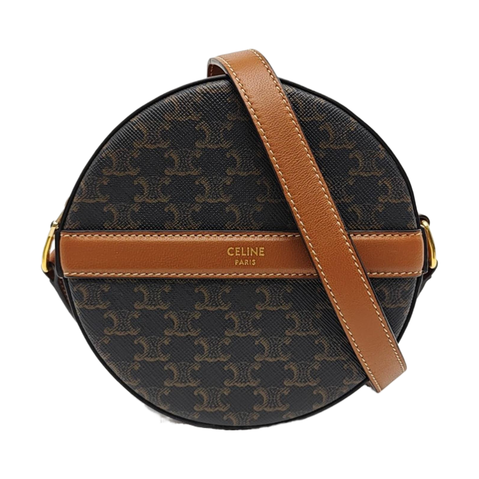 TRIOMPHE ROUND Mini Coated Canvas Brown