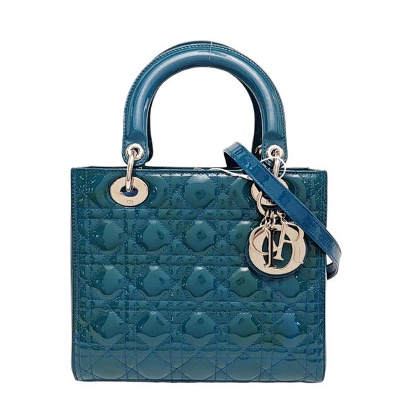 Lady Dior Medium Quilted Patent Leather Green
