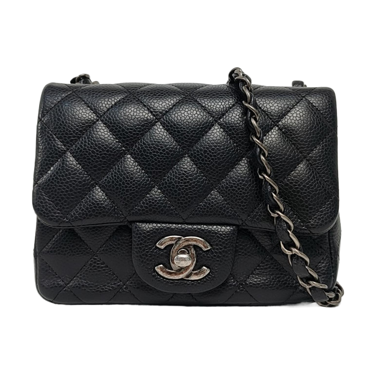 CLASSIC FLAP Mini Quilted Grained Calfskin Black