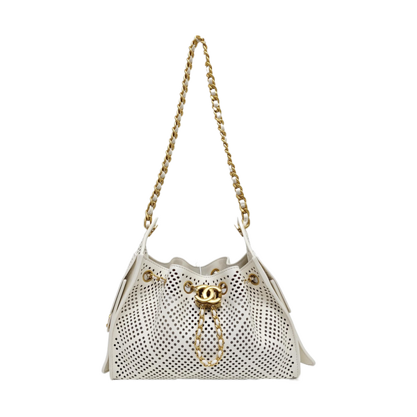CHANEL 25 Mini Calfskin White