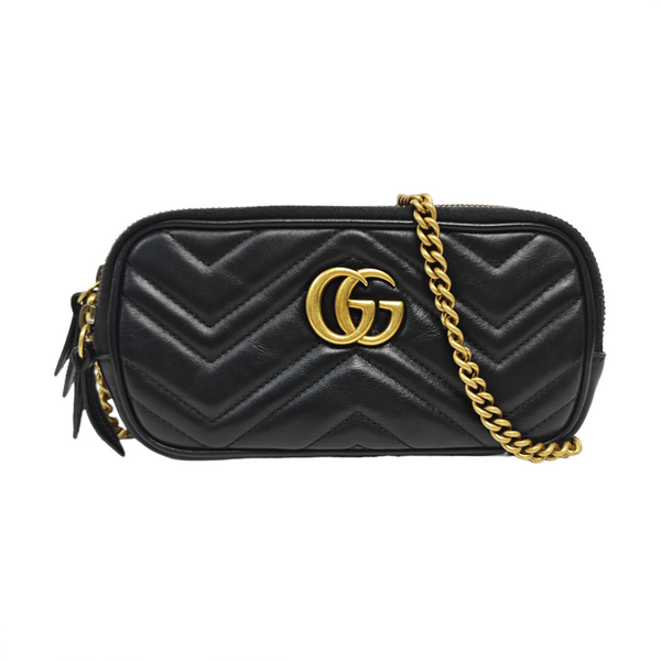 GG Marmont Mini Quilted Calfskin Black