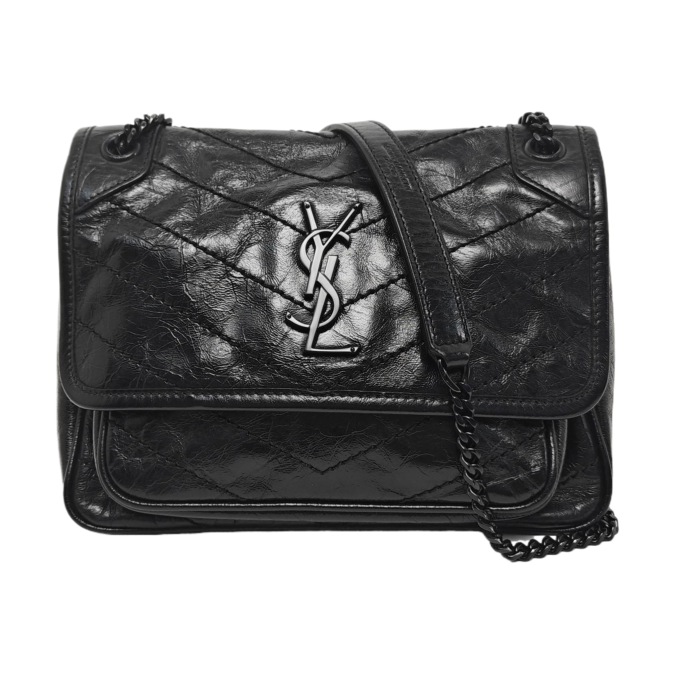 NIKI Small Chevron Calfskin Black
