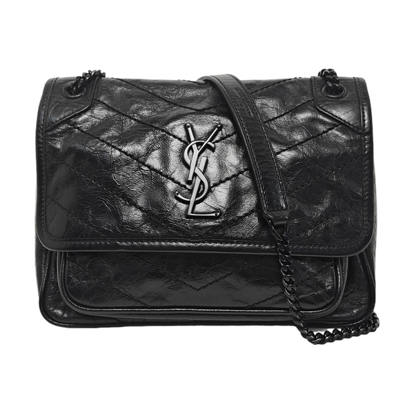 NIKI Small Chevron Calfskin Black