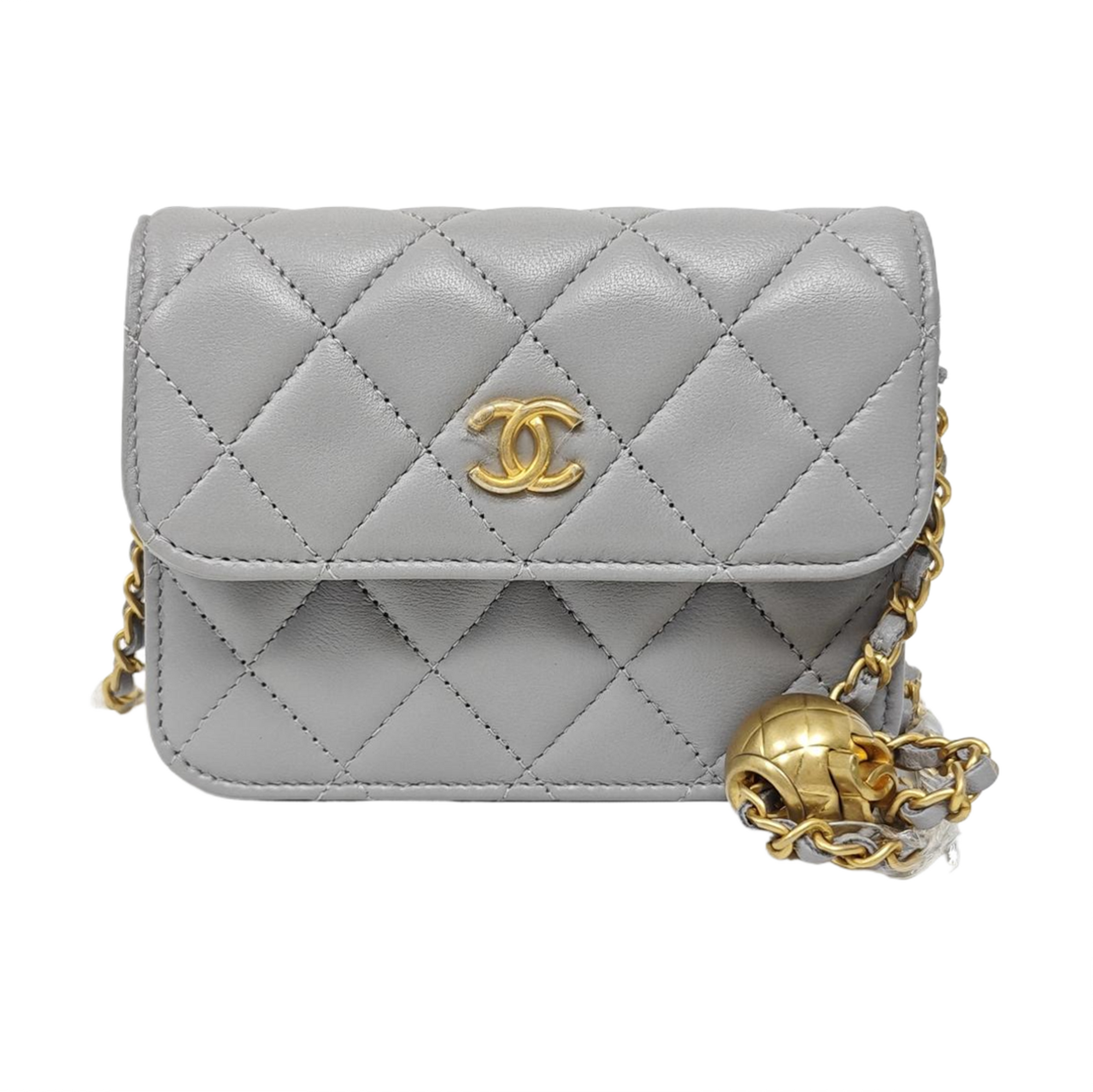 Authenticated pre-owned  WOC Quilted Lambskin Gray - Shoulder Bag at Looply