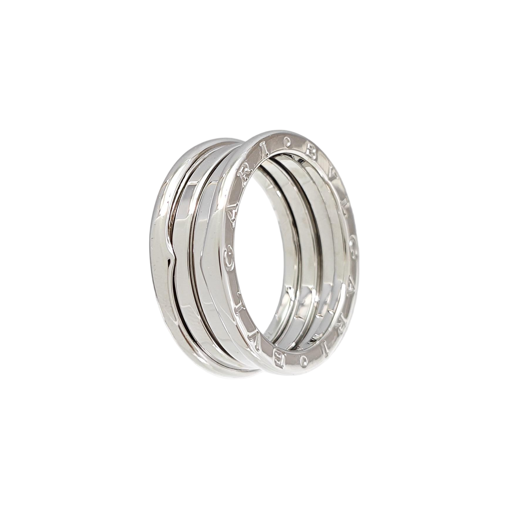 B.ZERO1 18k White Gold Silver Ring EU 62