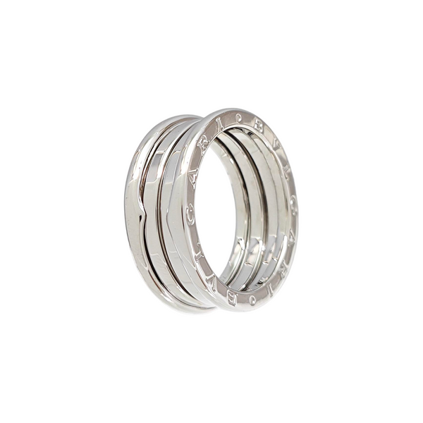 B.ZERO1 18k White Gold Silver Ring EU 62