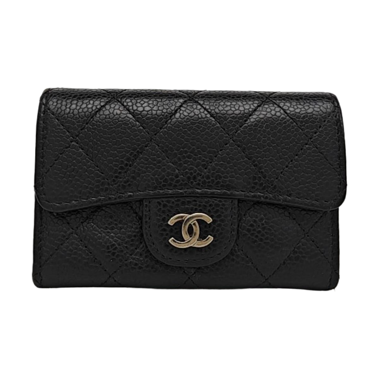 CLASSIC FLAP Quilted Grained Calfskin Black Card Holder