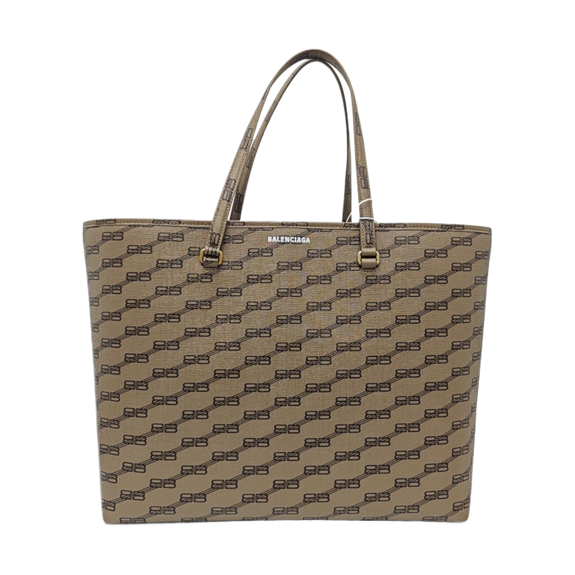 Coated Canvas Tote Bag Brown