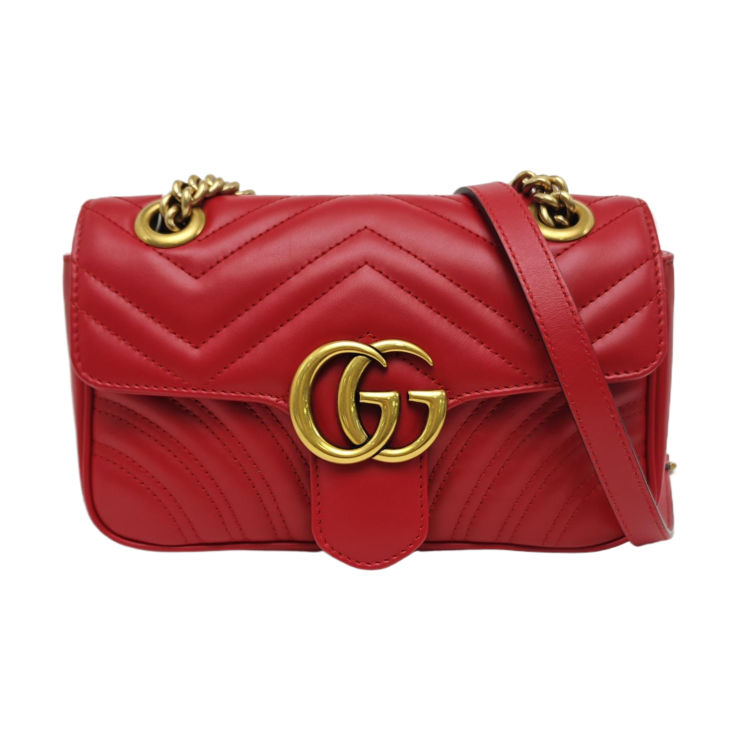GG Marmont Small Quilted Calfskin Red