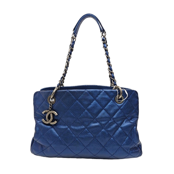 CC TIMELESS SOFT Small Quilted Grained Calfskin Blue