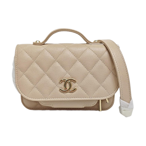BUSINESS AFFINITY Quilted Grained Calfskin White