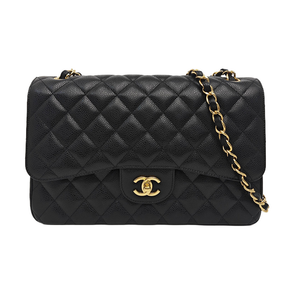CLASSIC FLAP Jumbo Quilted Grained Calfskin Black