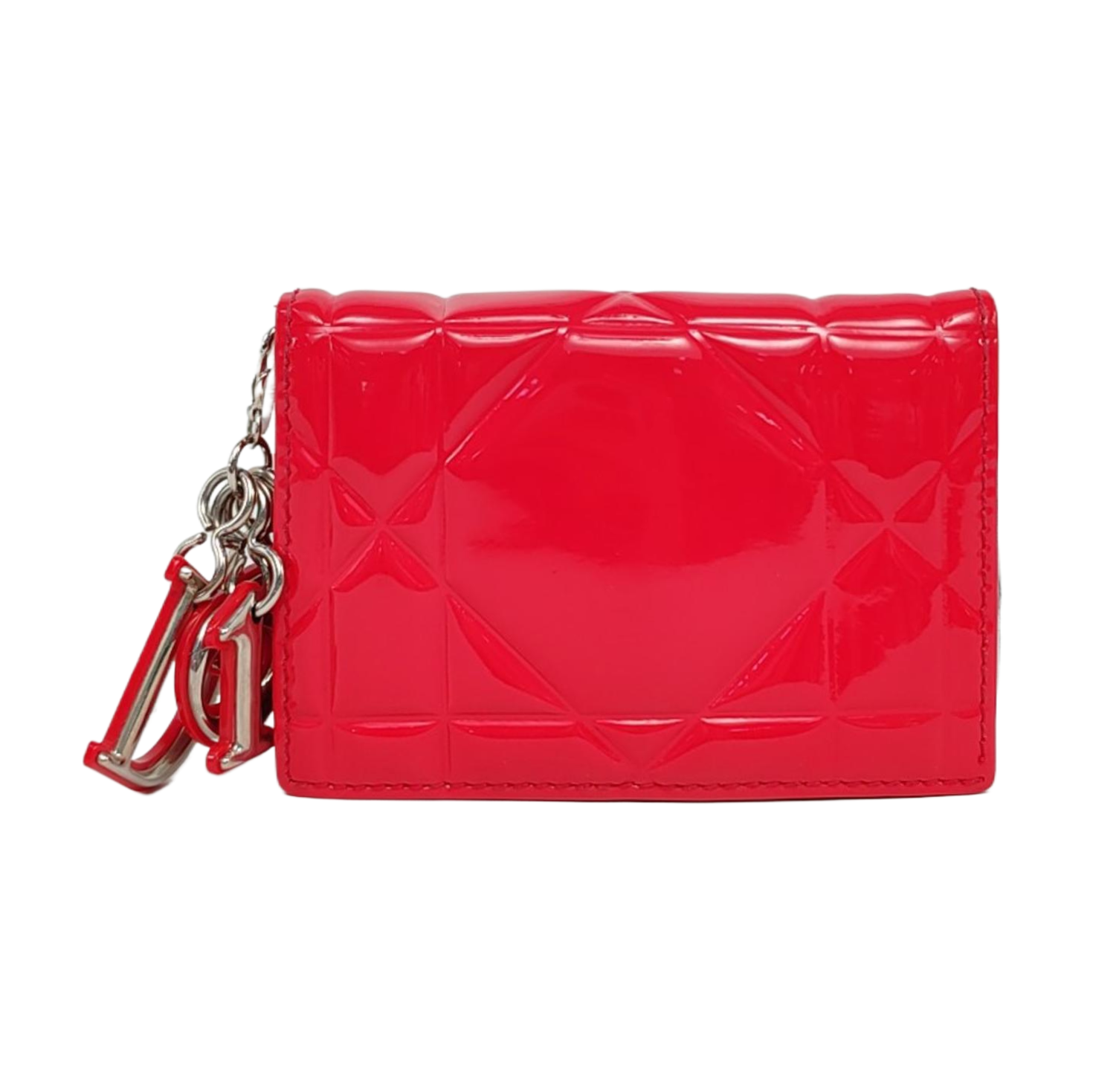 Cannage Patent Leather Card Holder Red