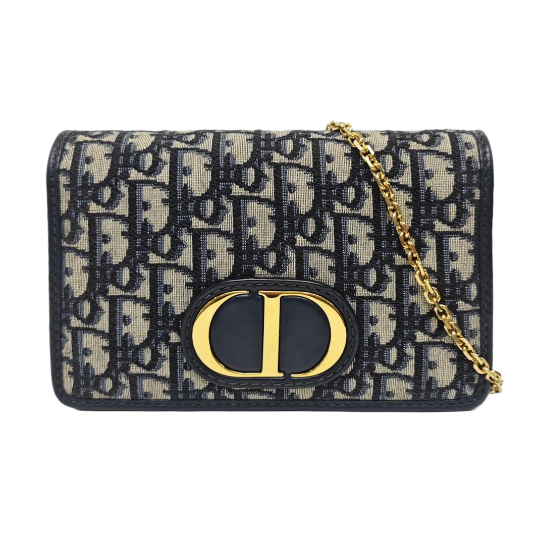 30 Montaigne Mini Oblique Canvas Blue