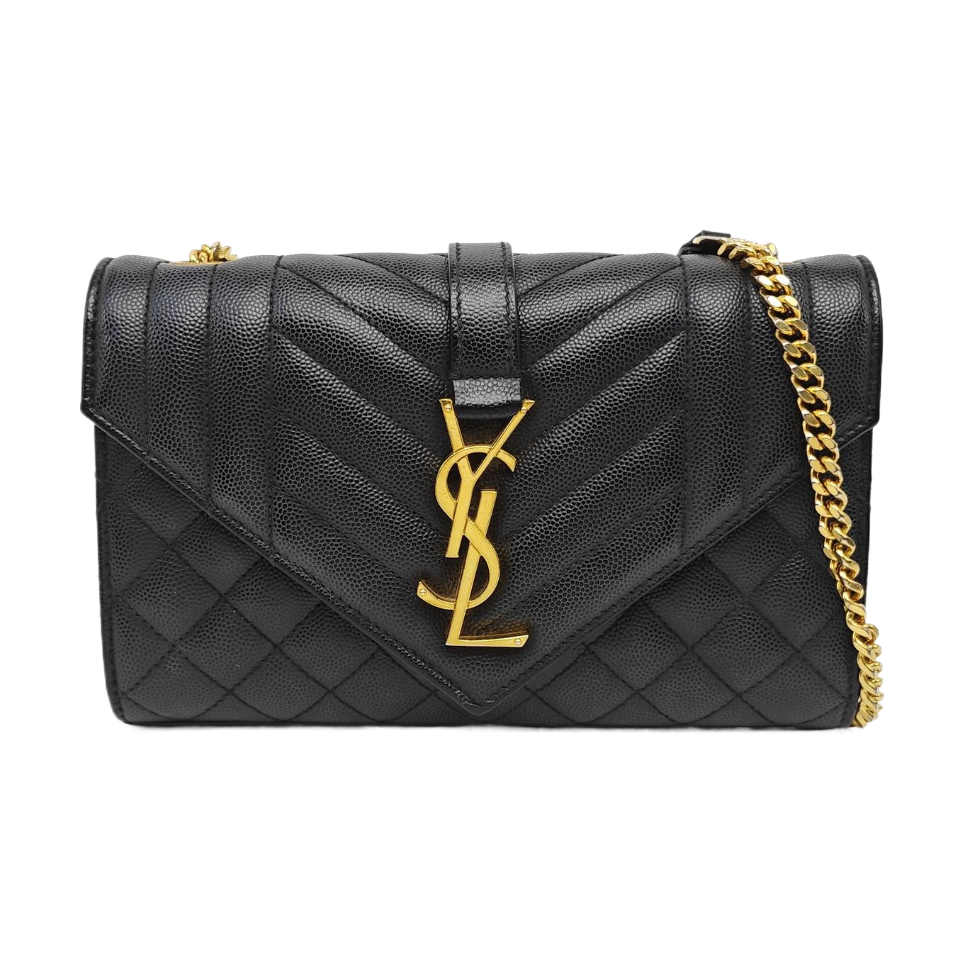 ENVELOPE Small Chevron Calfskin Black
