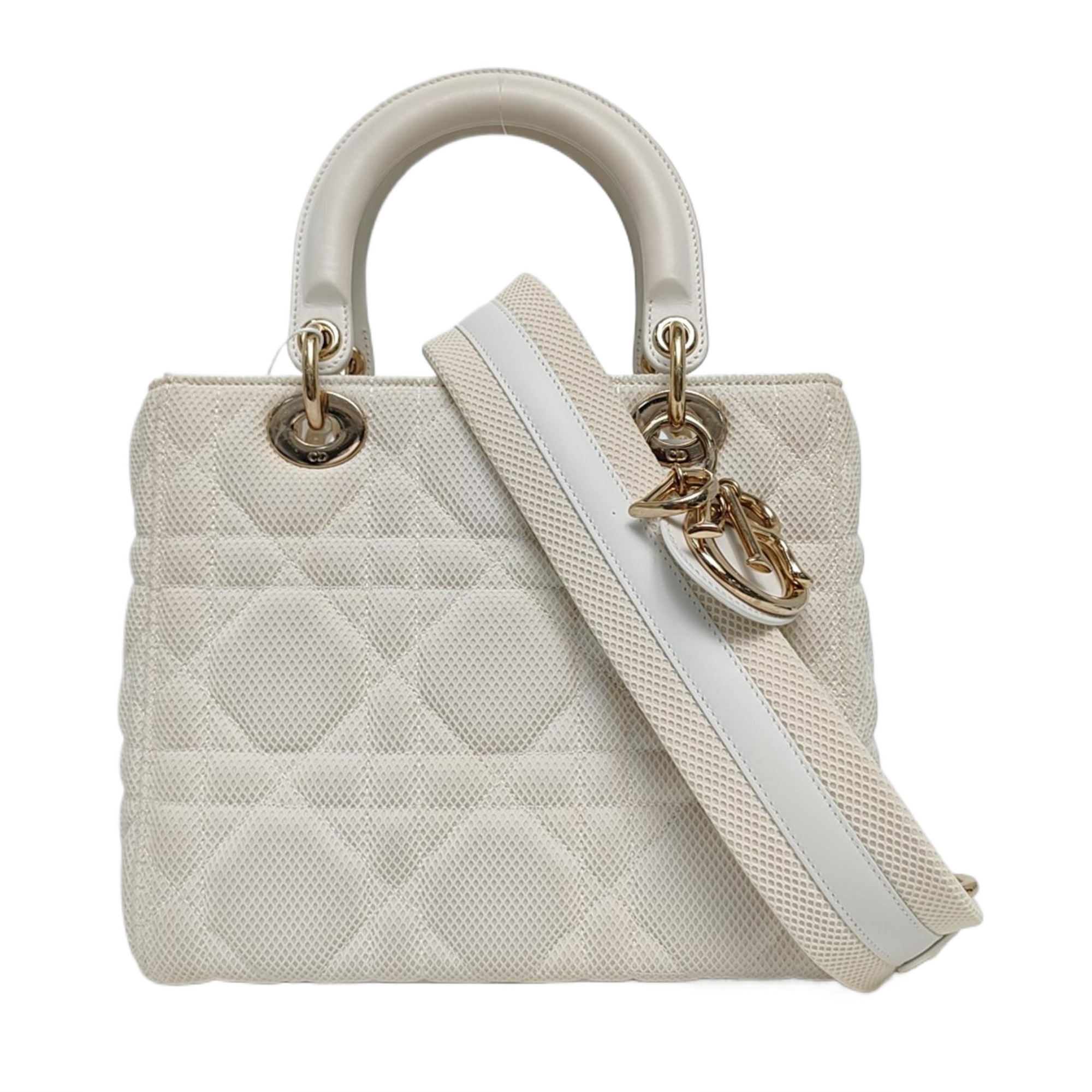 Lady D-Lite Medium Cannage Fabric White