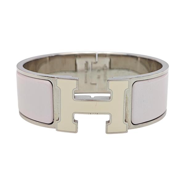 Brazalete Clic Clac H de metal plateado