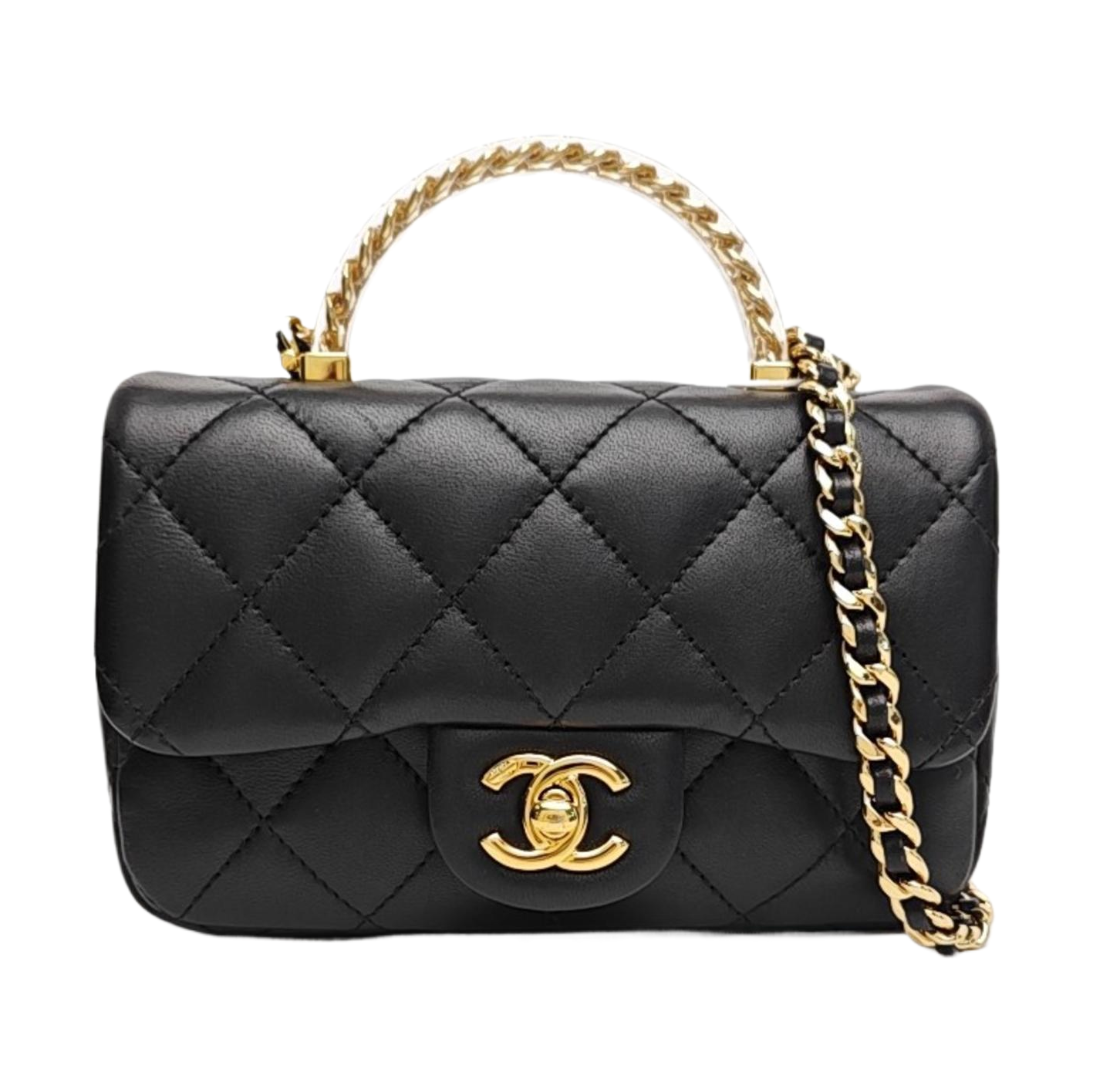 Quilted Lambskin Shoulder Bag Mini Black