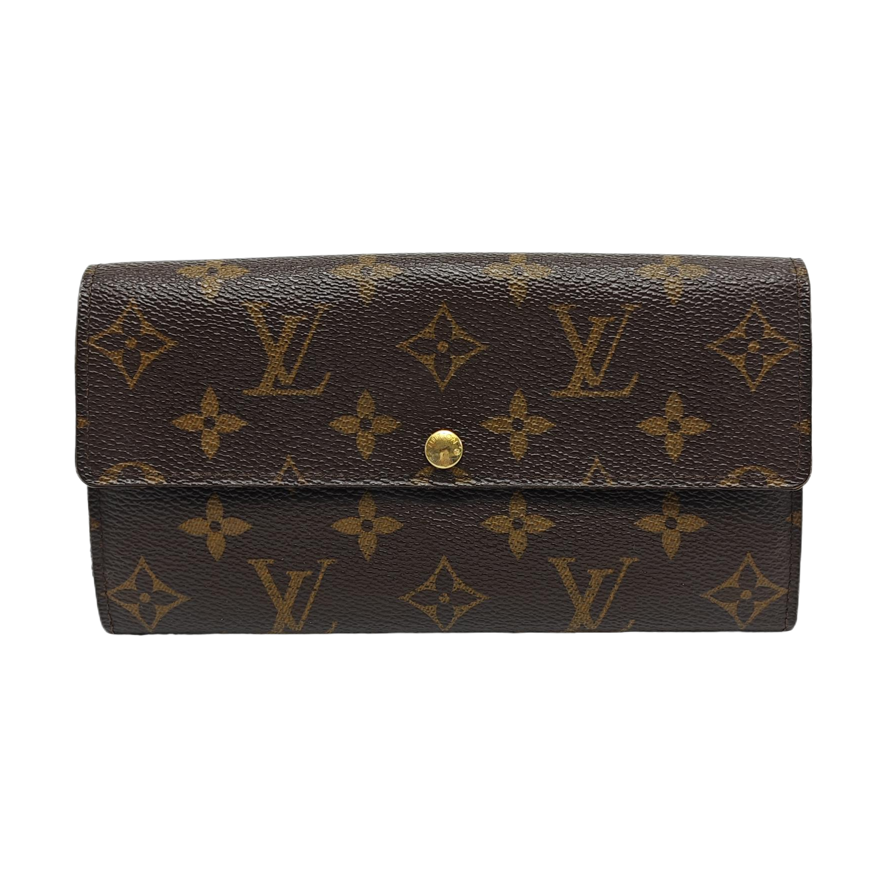 PORTE MONNAIE Monogram Coated Canvas Brown Wallet