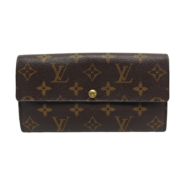 PORTE MONNAIE Monogram Coated Canvas Brown Wallet