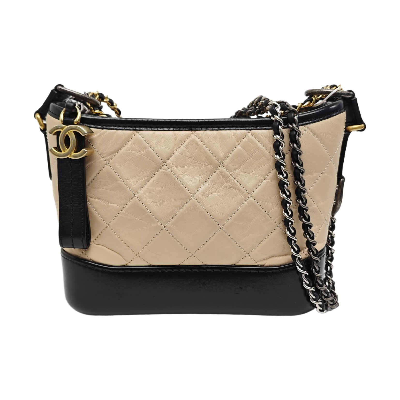 GABRIELLE Small Quilted Calfskin Beige