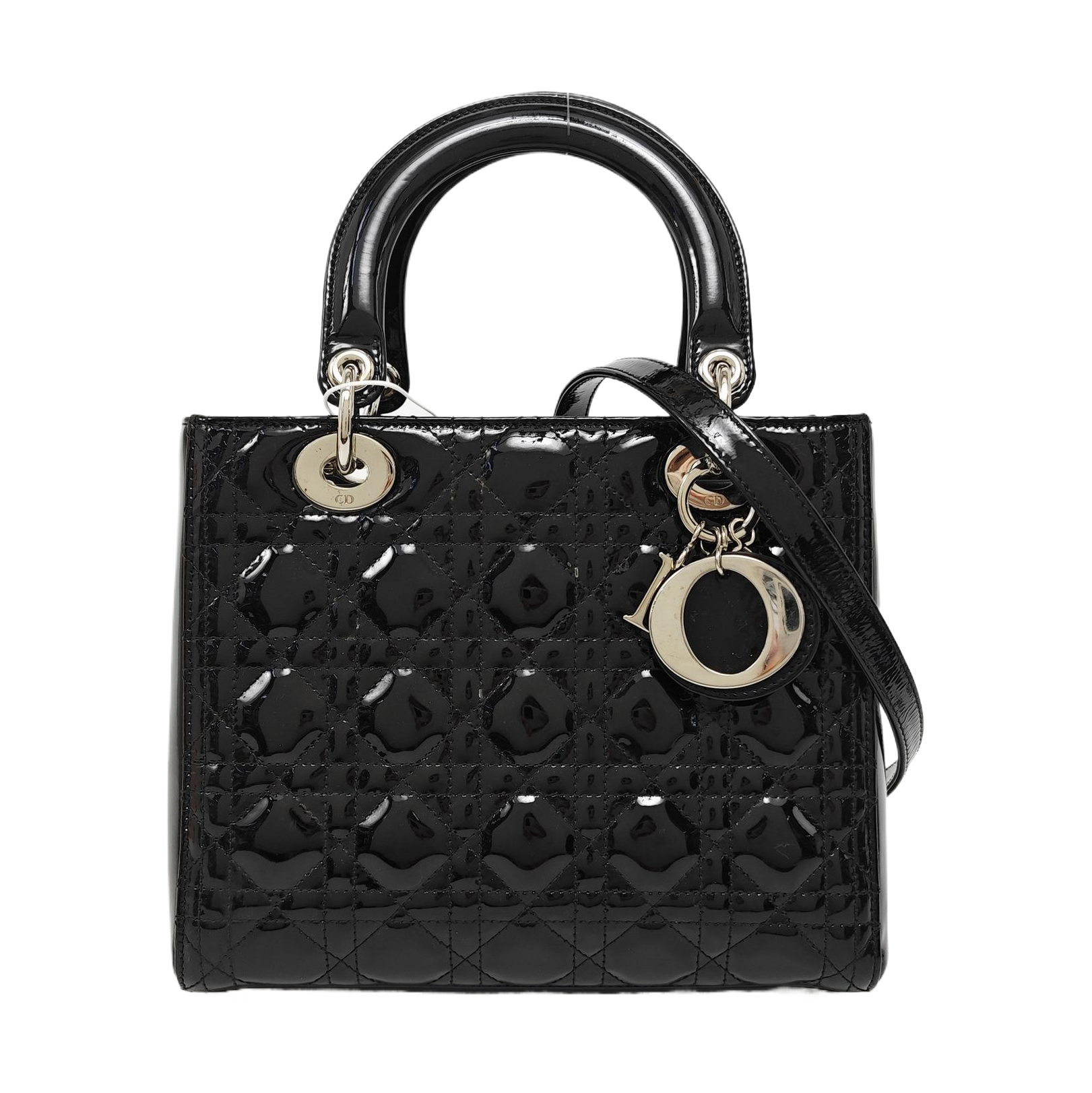 Lady Dior Medium Cannage Patent Leather Black