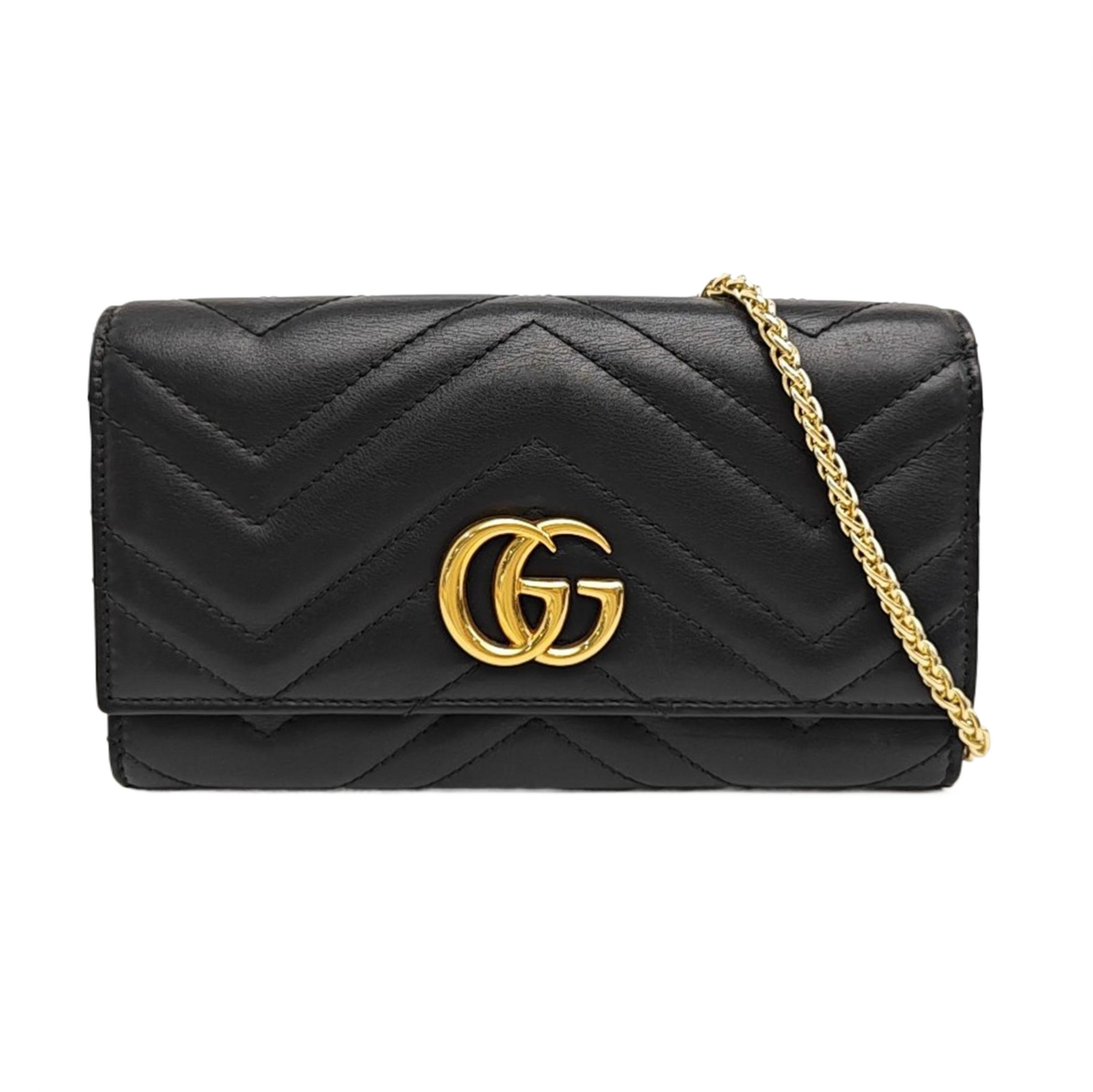 GG Marmont Super Mini Quilted Calfskin Black Wallet