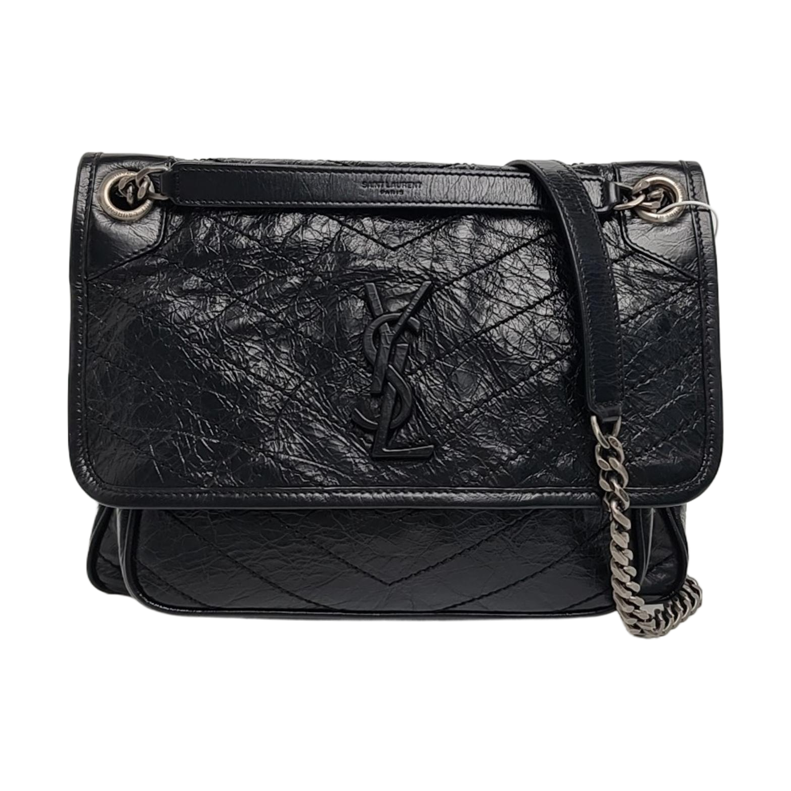 NIKI Medium Chevron Calfskin Black