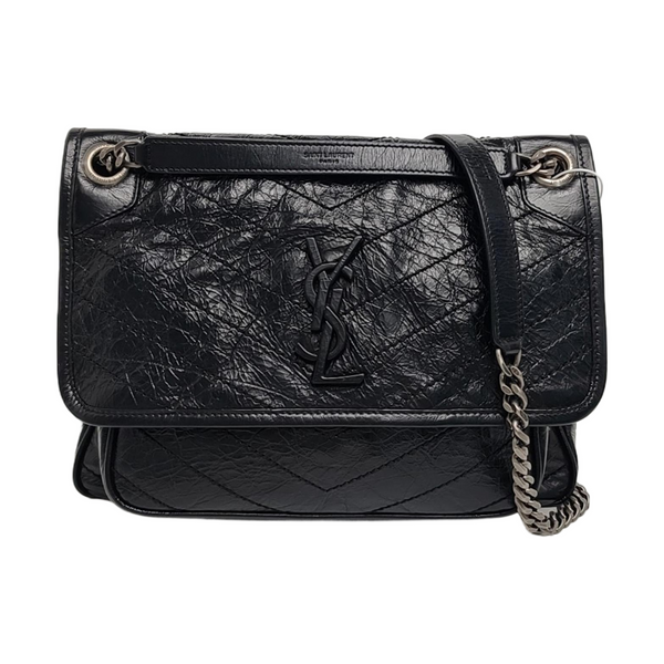 NIKI Medium Chevron Calfskin Black