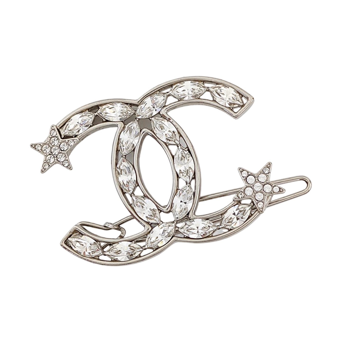 CC Logo Metal Silver Brooch