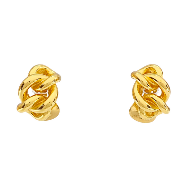 Twist Round Metal Gold Clip On Earrings