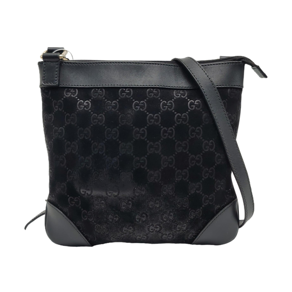 Monogram Suede Shoulder Bag Black