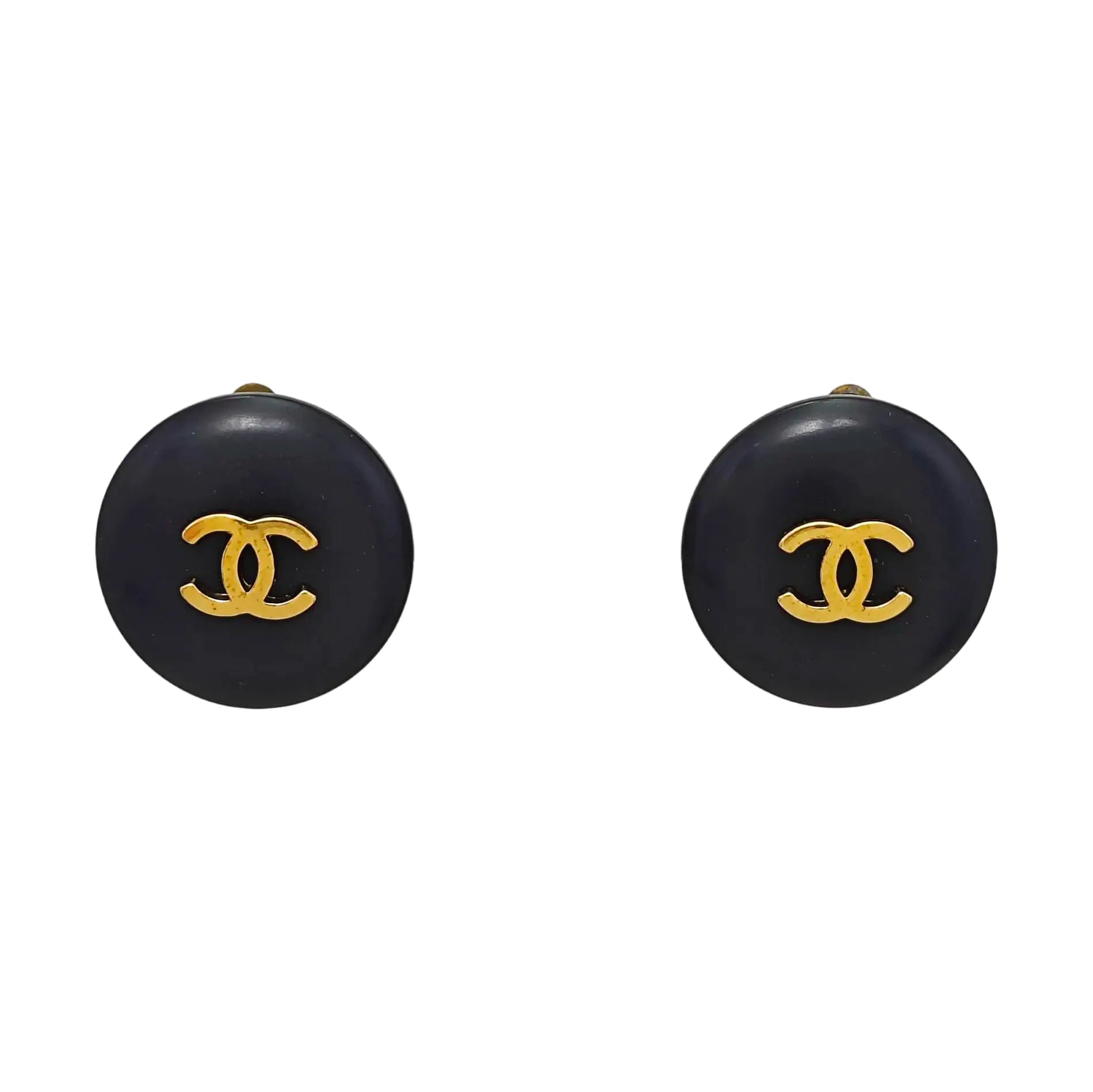 Gold Plated Black Clip On Earrings
