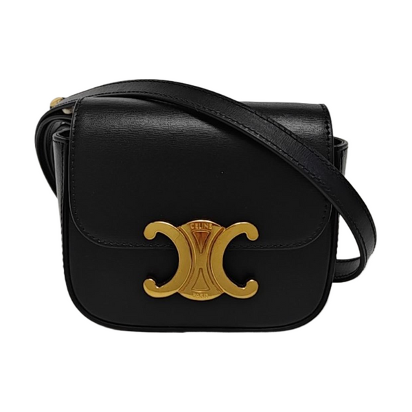TRIOMPHE Piel de Becerro Negra Minibolso